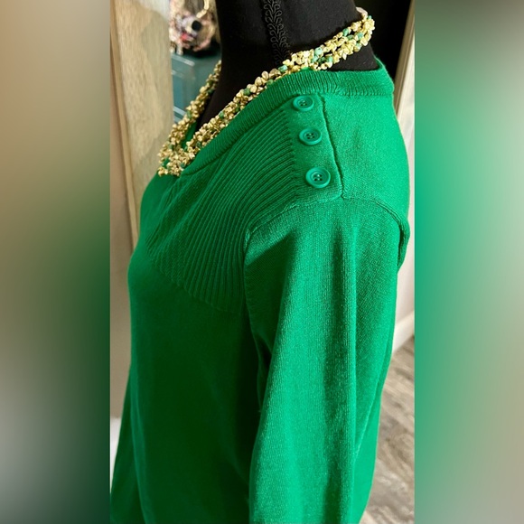 Liz Claiborne green xxl sweater with button accents-vintage at its best! - Picture 5 of 11